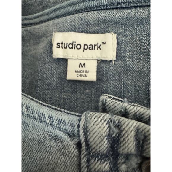 Studio Park X Amy Stran Denim Lady Jacket Light Wash Medium Fall Button Front - Picture 15 of 15